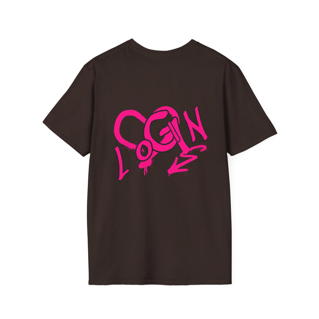 T-Shirt — Pink Graffiti 'Login' Streetwear Tee