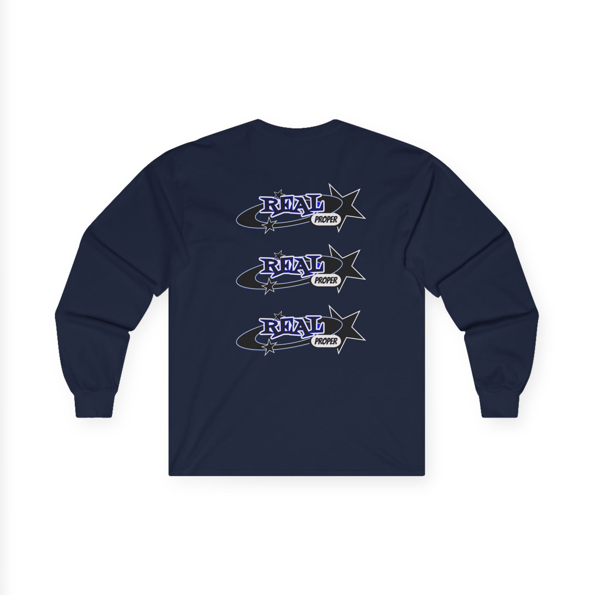 "Real Proper" Graphic Long Sleeve Tee — Retro Star Logo