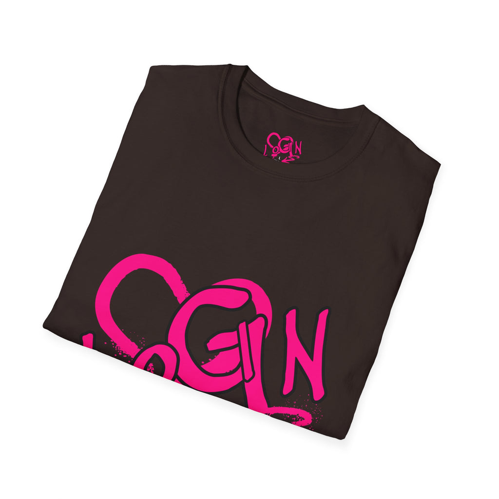 T-Shirt — Pink Graffiti 'Login' Streetwear Tee