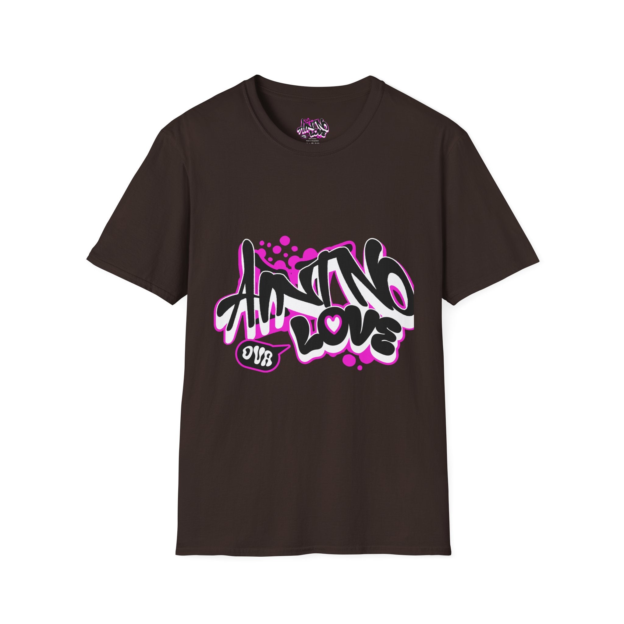 Graffiti 'NO LOVE' T-Shirt — Urban Street Art Tee with Pink Spray Paint Design