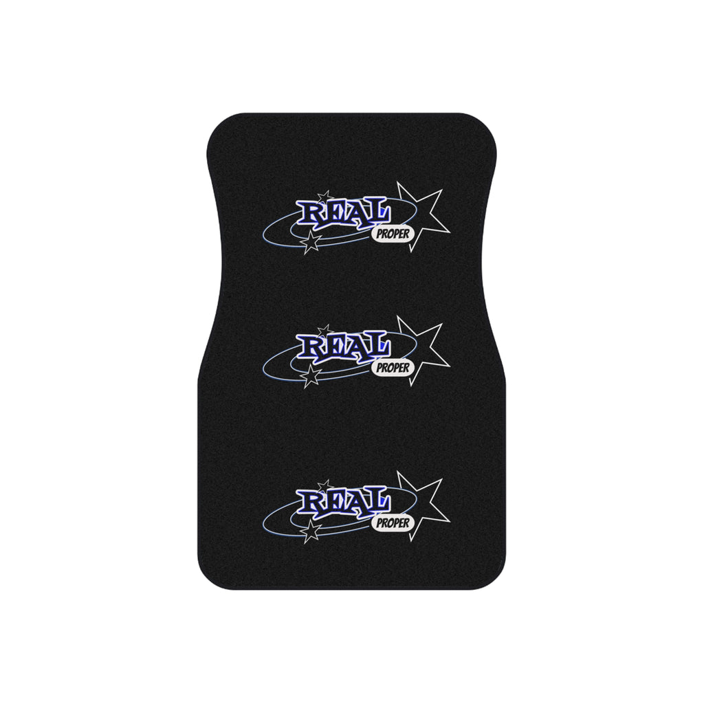 Car Mats Set — Black 'Real Proper' Logo Floor Liners (Set of 4)