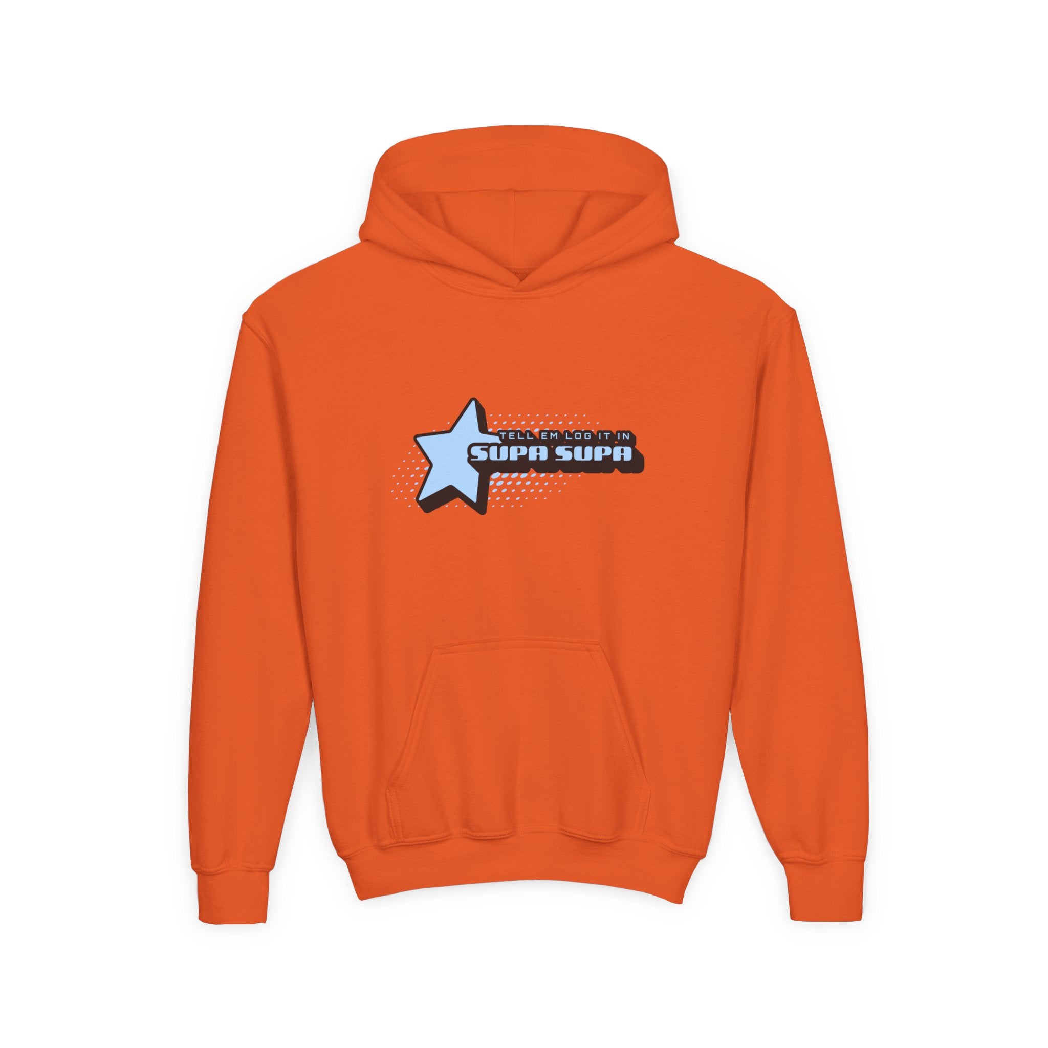 Youth Hoodie — Blue Star "SUPA SUPA" Graphic Pullover