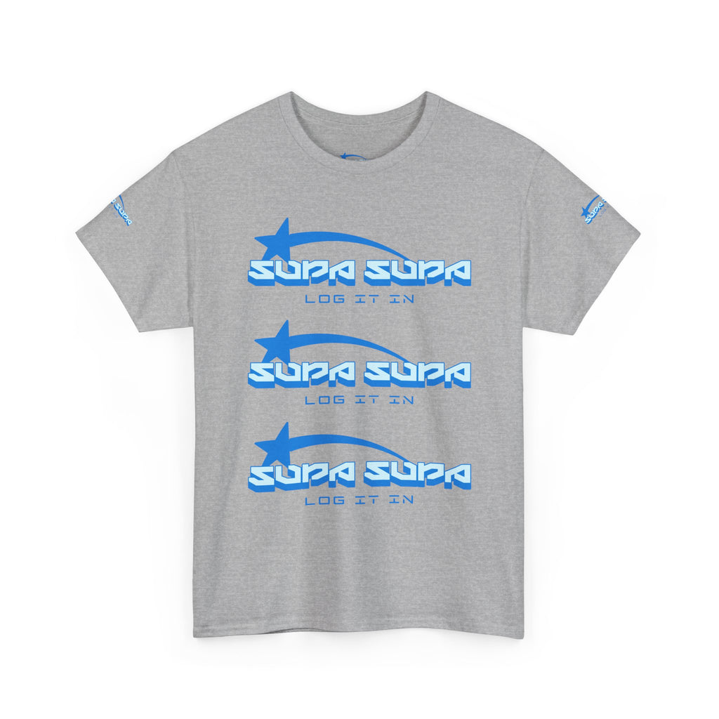 Supa Supa Retro Logo Tee — Blue Graphic Cotton T-Shirt