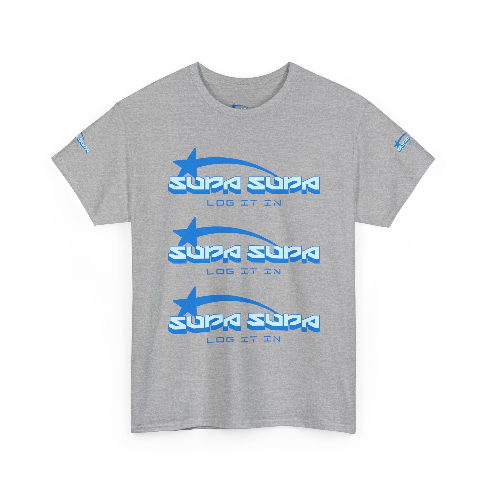 Supa Supa Retro Logo Tee — Blue Graphic Cotton T-Shirt