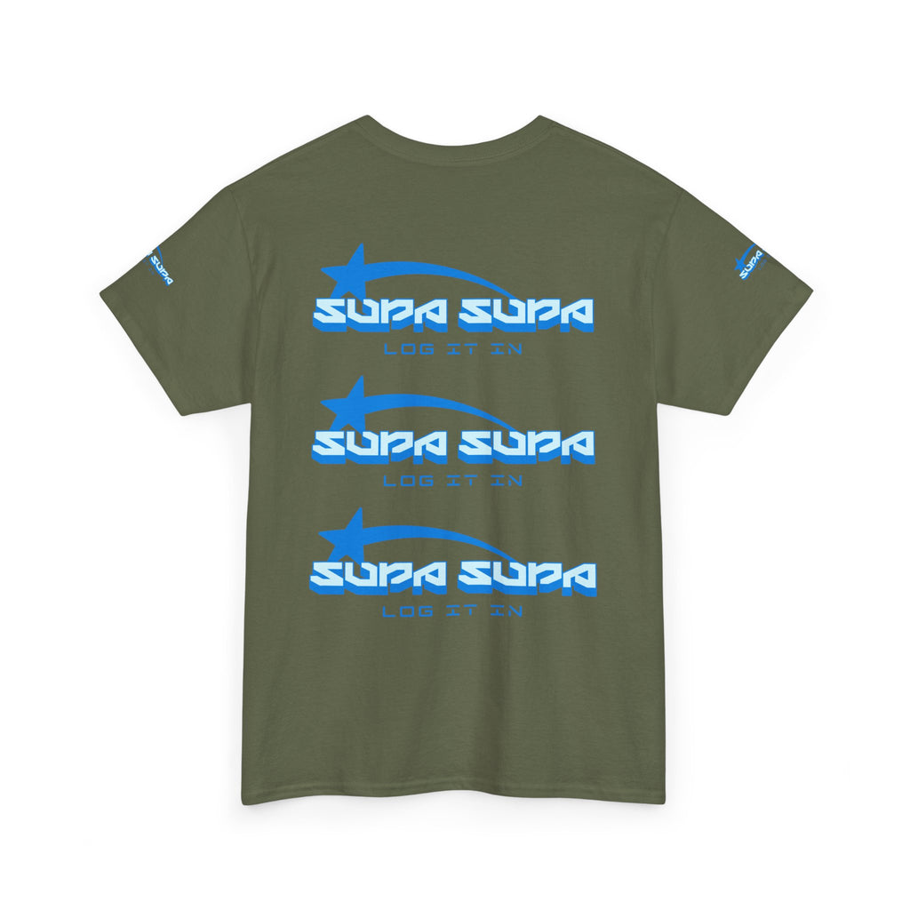 Supa Supa Retro Logo Tee — Blue Graphic Cotton T-Shirt