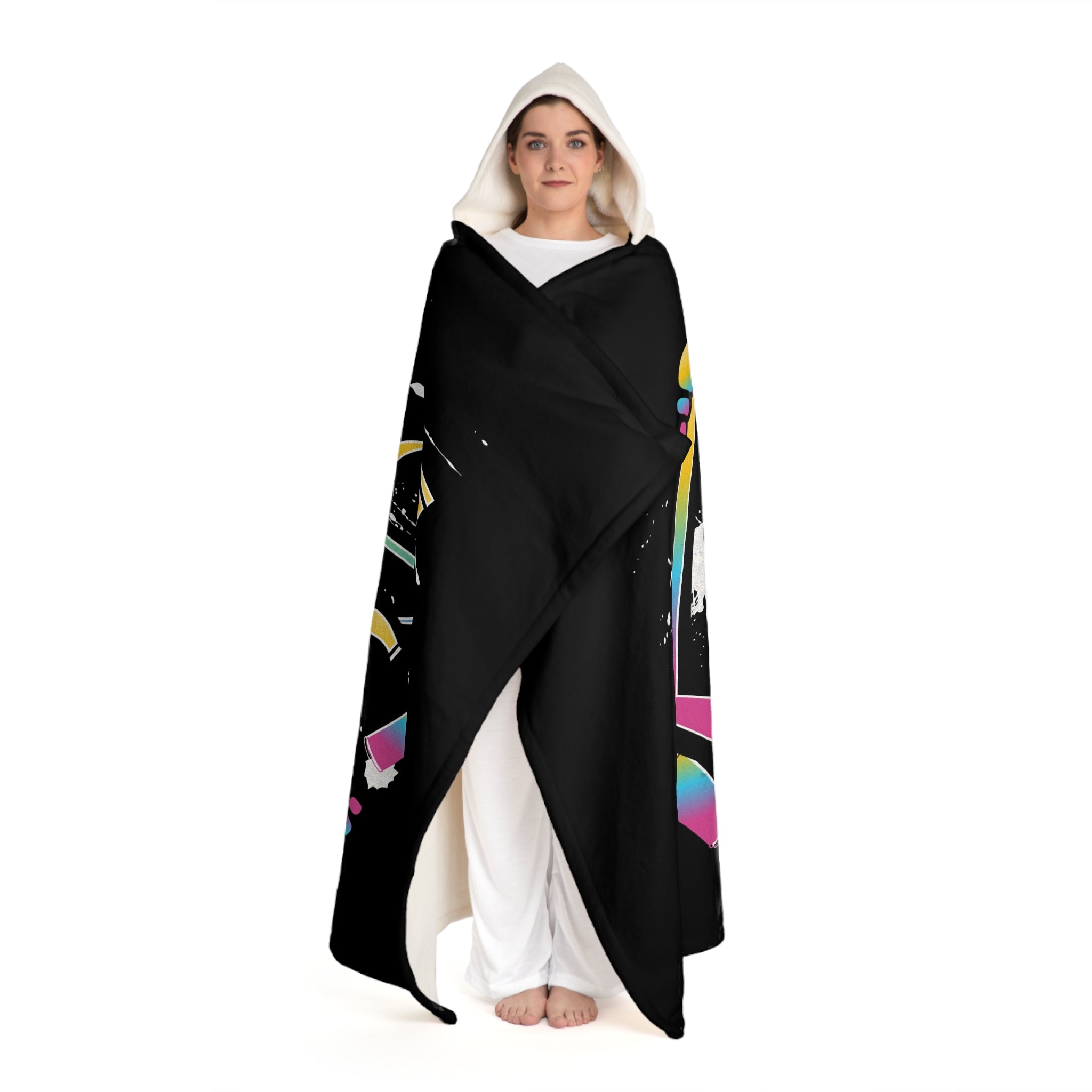 Hooded Sherpa Blanket — "LOG IT OUT" Fleece Hooded Throw for Lounging & Gifts