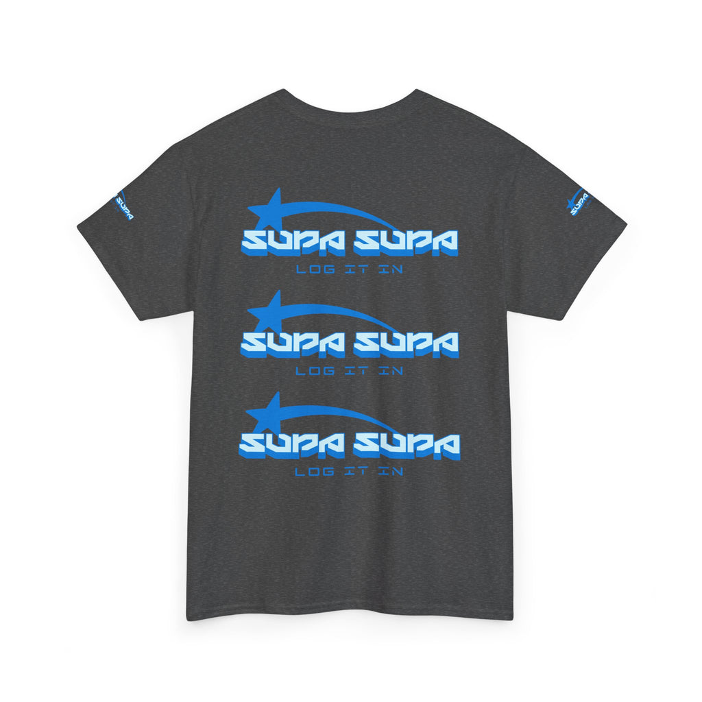 Supa Supa Retro Logo Tee — Blue Graphic Cotton T-Shirt