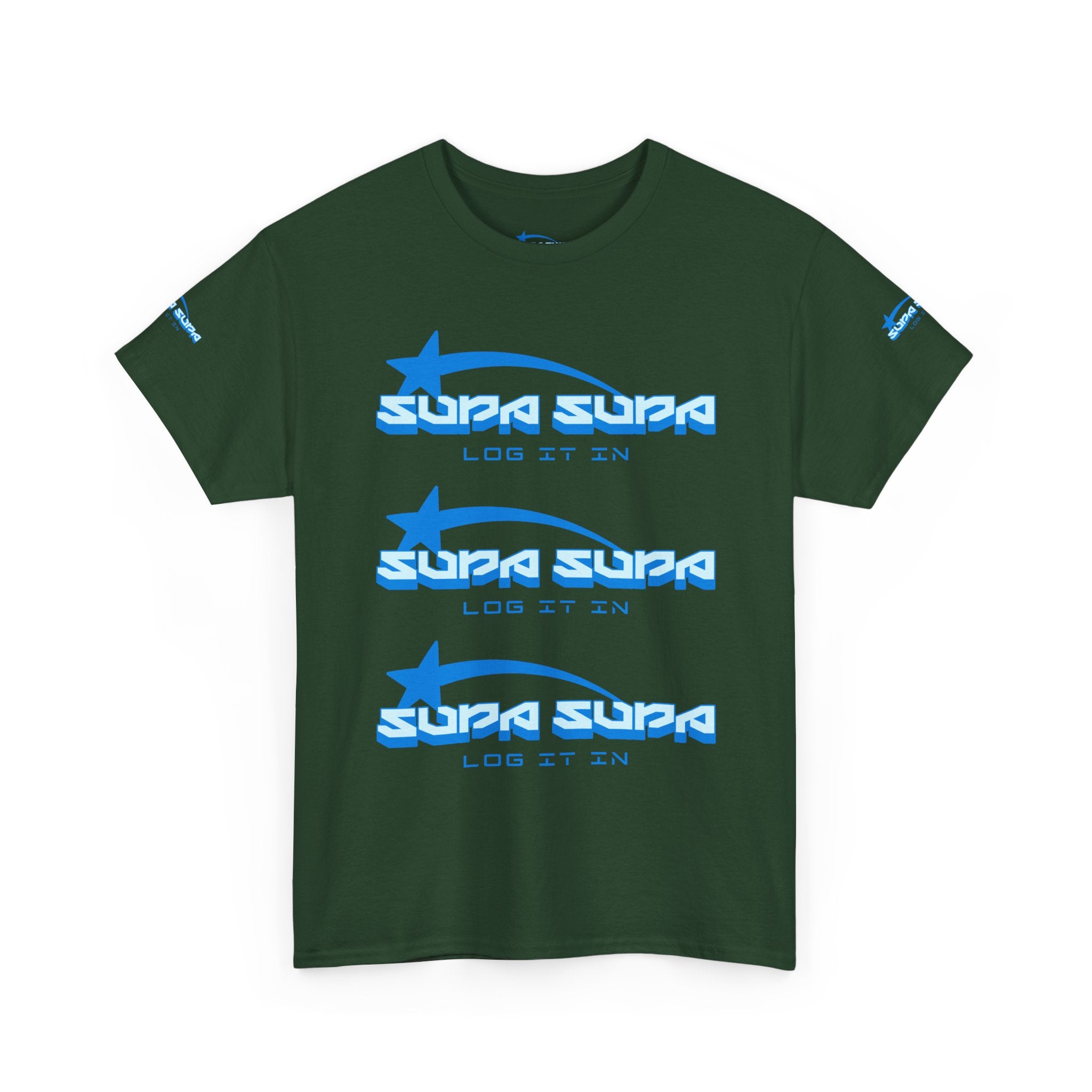 Supa Supa Retro Logo Tee — Blue Graphic Cotton T-Shirt