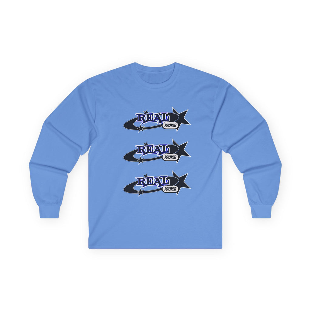 "Real Proper" Graphic Long Sleeve Tee — Retro Star Logo
