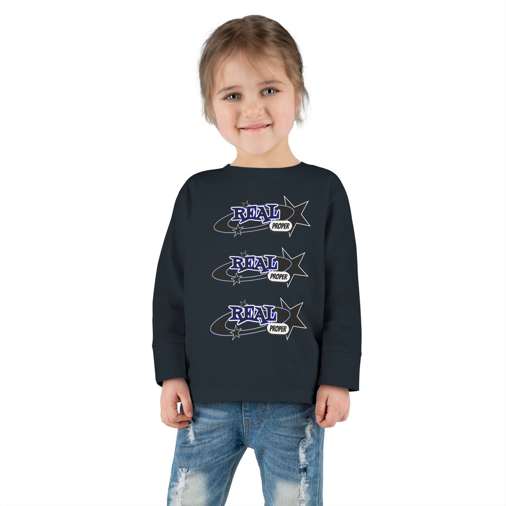 Toddler Long Sleeve Tee — 'Real Proper' Star Graphic Kids Shirt
