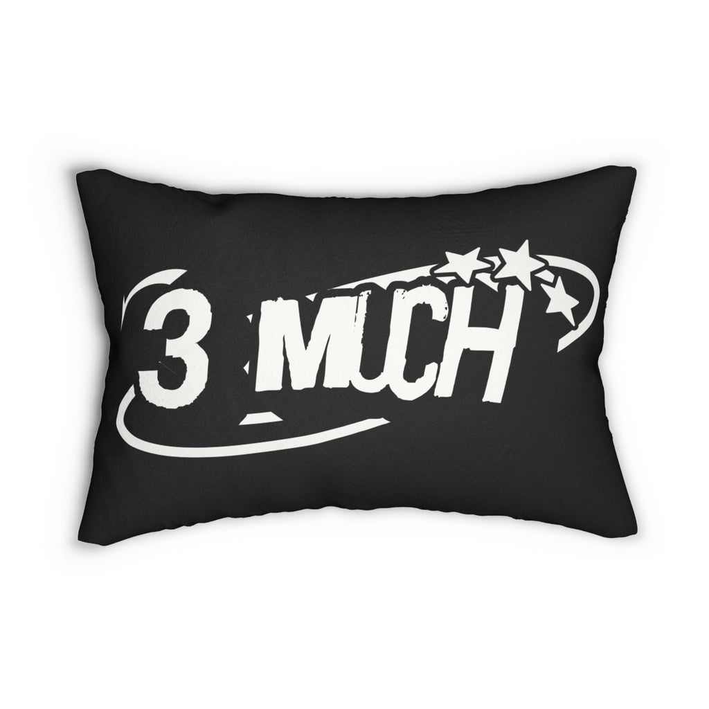 Lumbar Pillow — '3 Much' Retro Graphic Black Throw Pillow