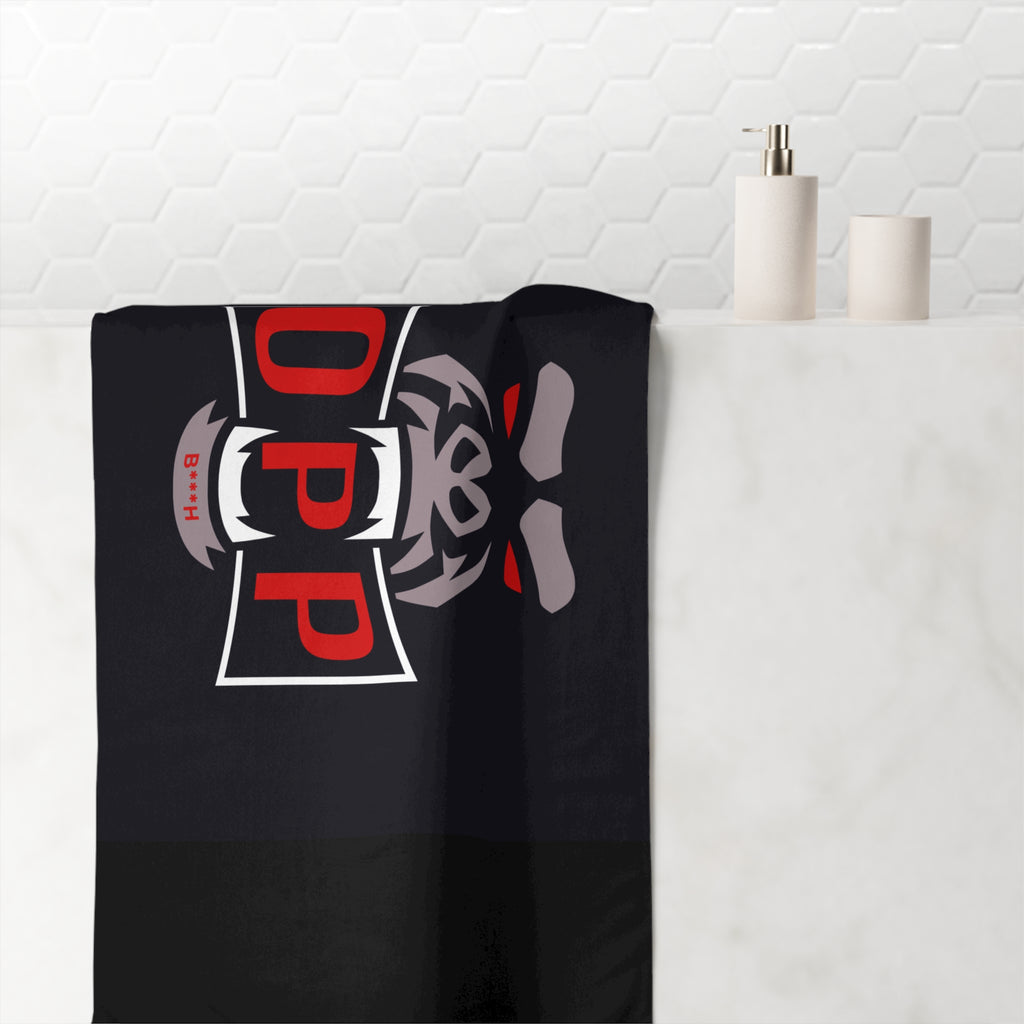 Beach Towel — Black ‘OPP’ Logo Graphic Beach & Pool Towel