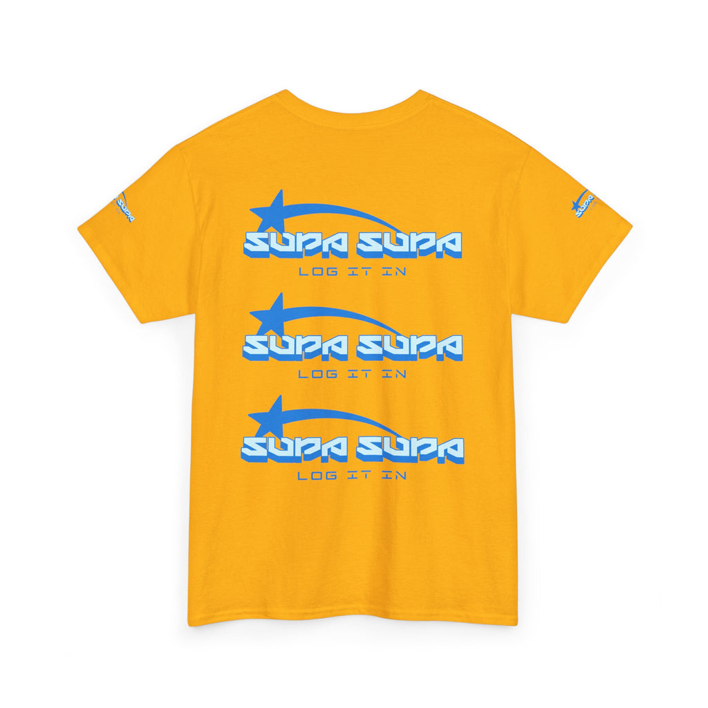 Supa Supa Retro Logo Tee — Blue Graphic Cotton T-Shirt