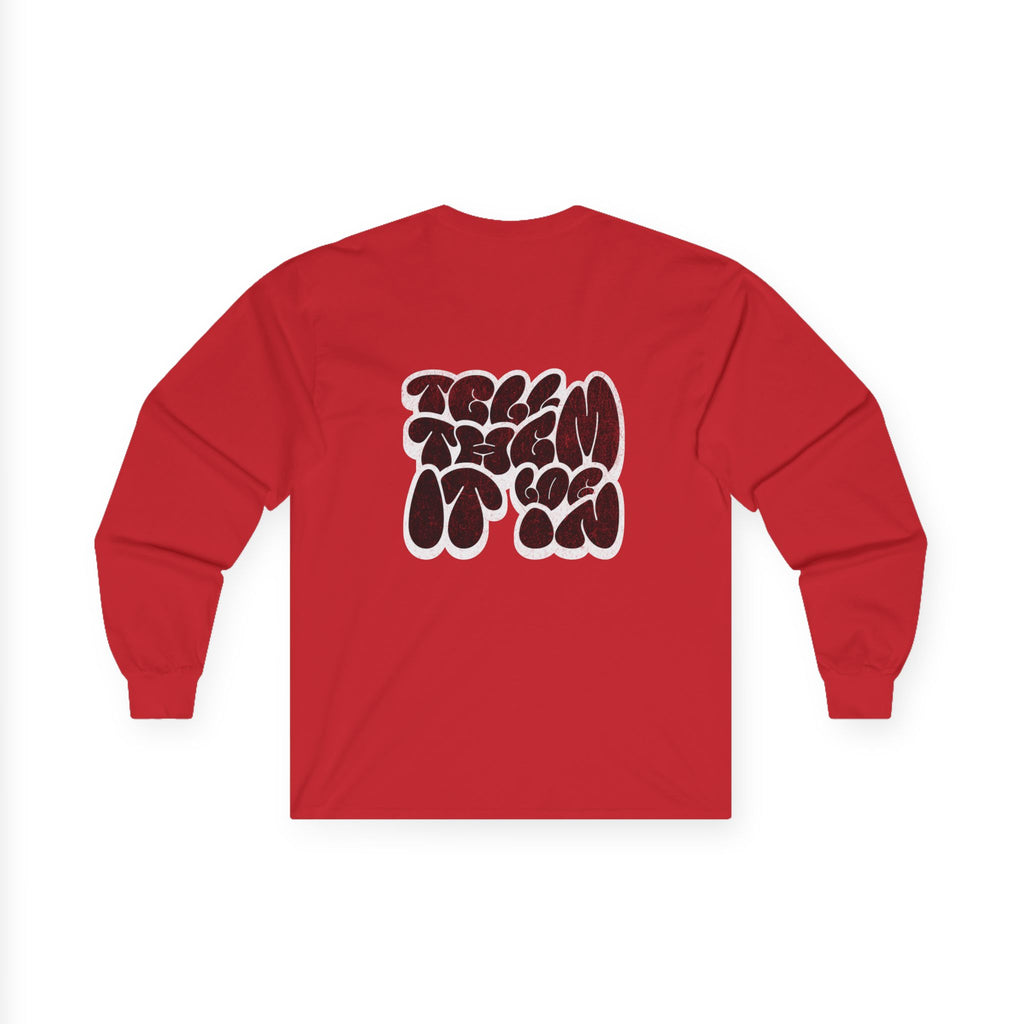 Long Sleeve "LOG IT IN" Tee — Retro Pebble Typography Graphic