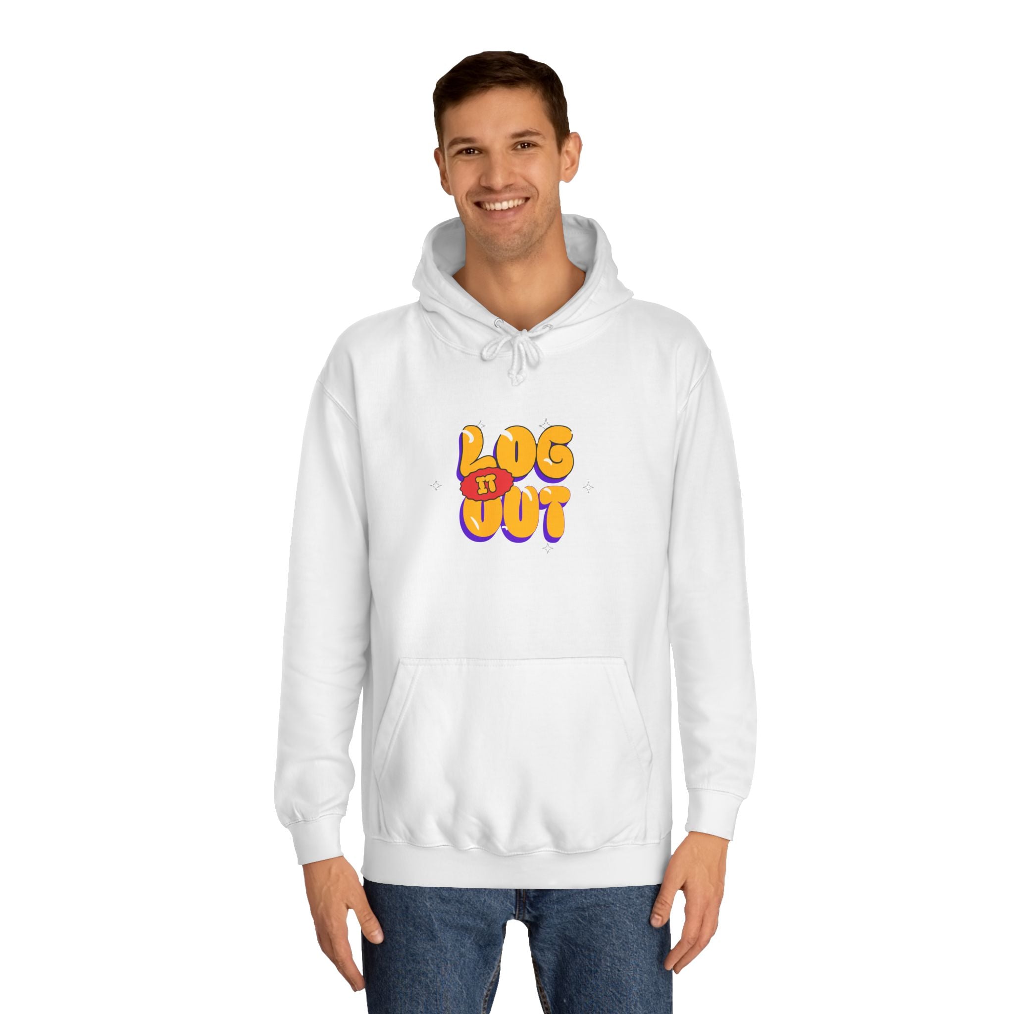 Casual Hoodie with 'Log It Out' Design, Unisex Sweatshirt for Any One, Cozy Gift for Grads, Perfect for Relaxing Days