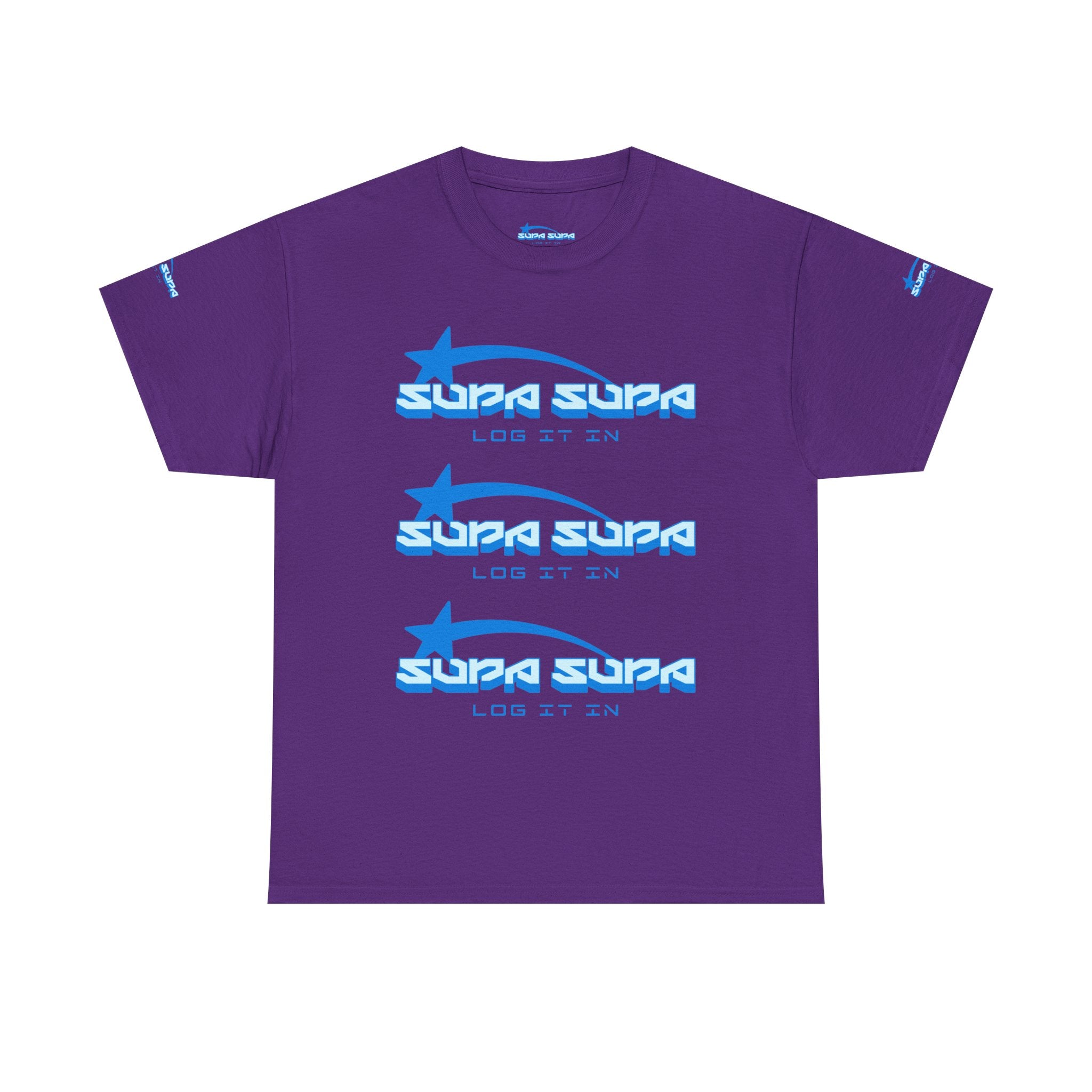 Supa Supa Retro Logo Tee — Blue Graphic Cotton T-Shirt