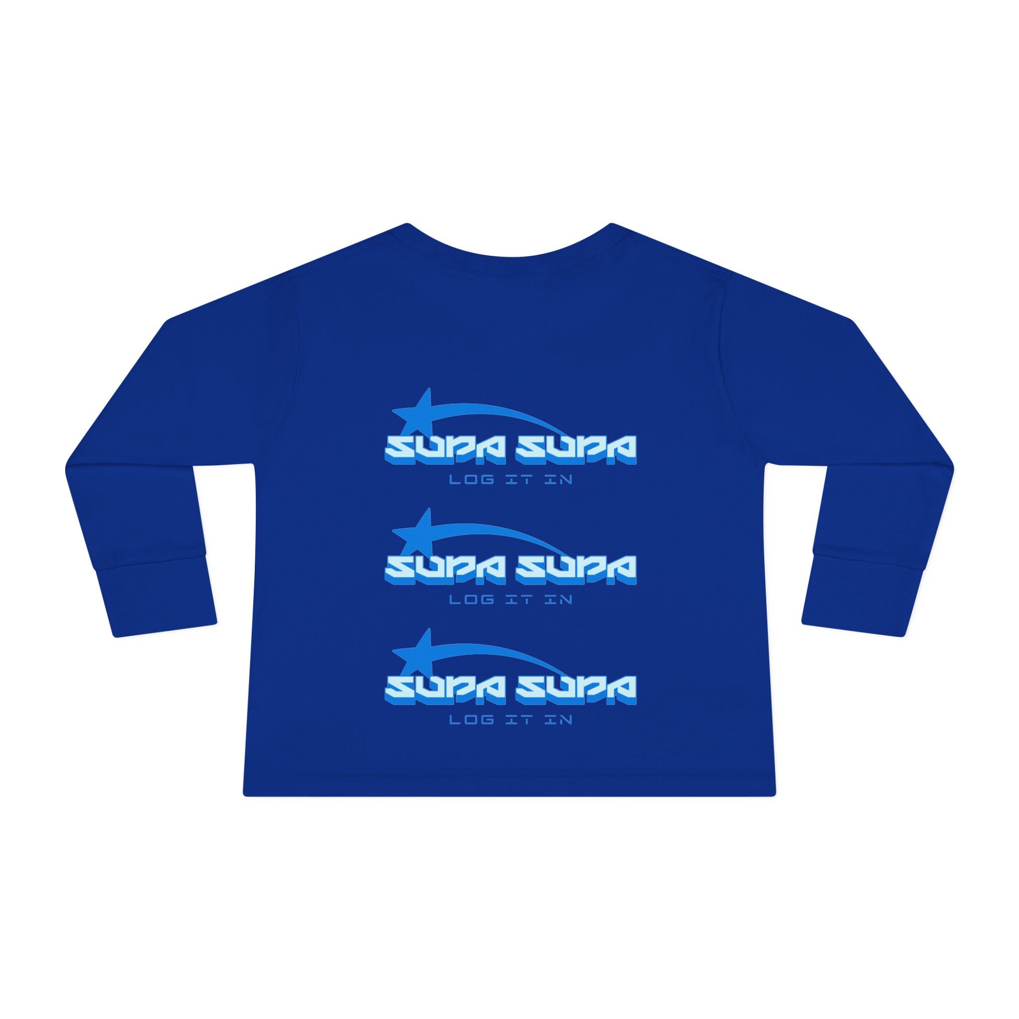 Toddler Long Sleeve Tee — Blue Shooting Star "Super Star" Graphic