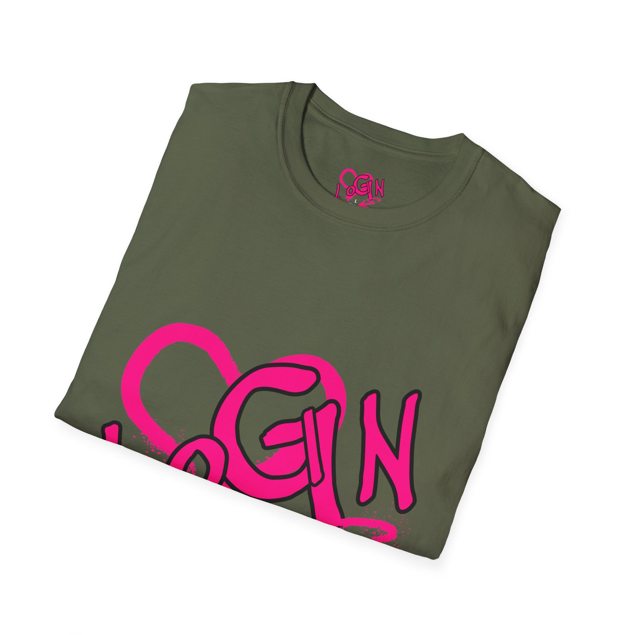 T-Shirt — Pink Graffiti 'Login' Streetwear Tee