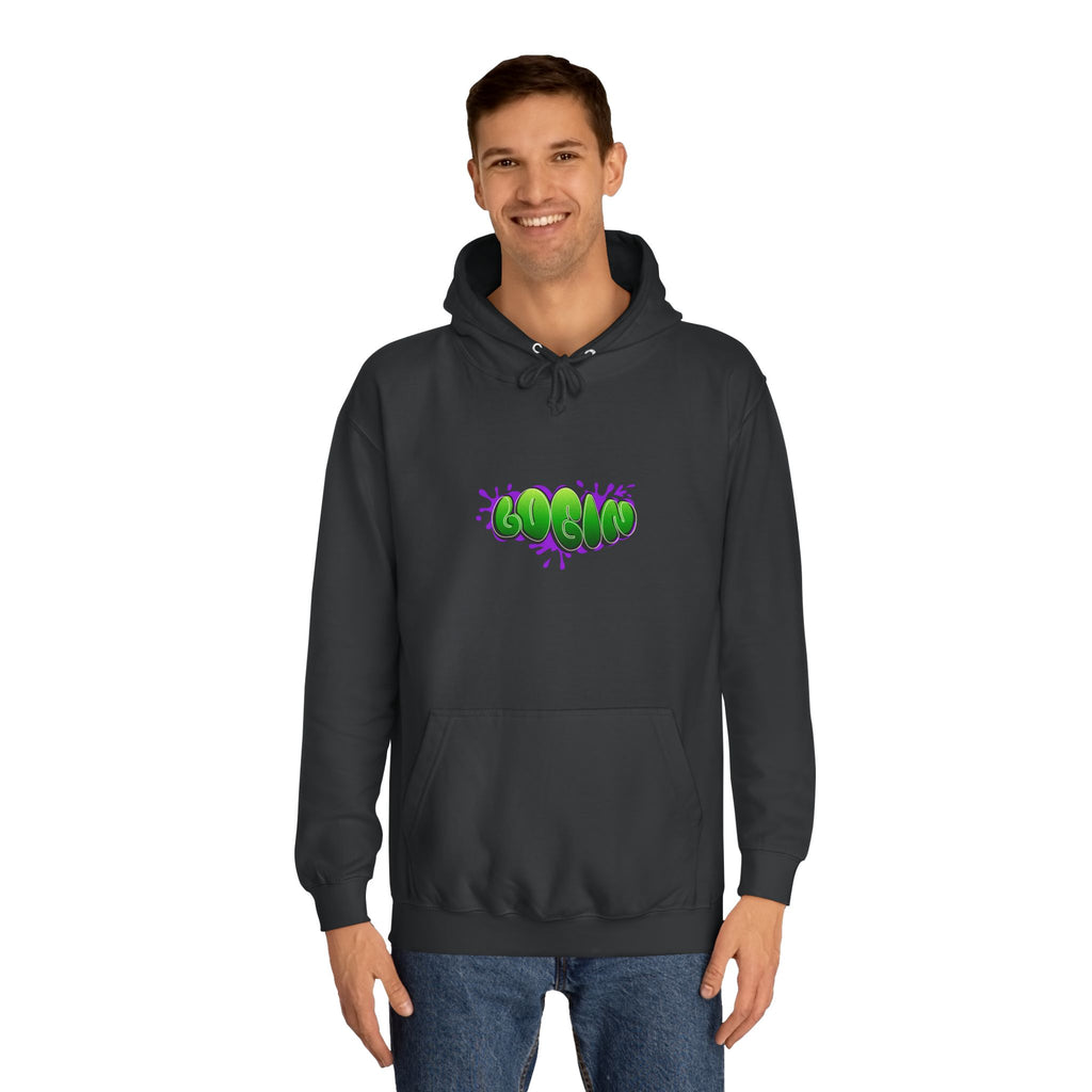 Hoodie with Green Graffiti "Login" Design - Streetwear Pullover