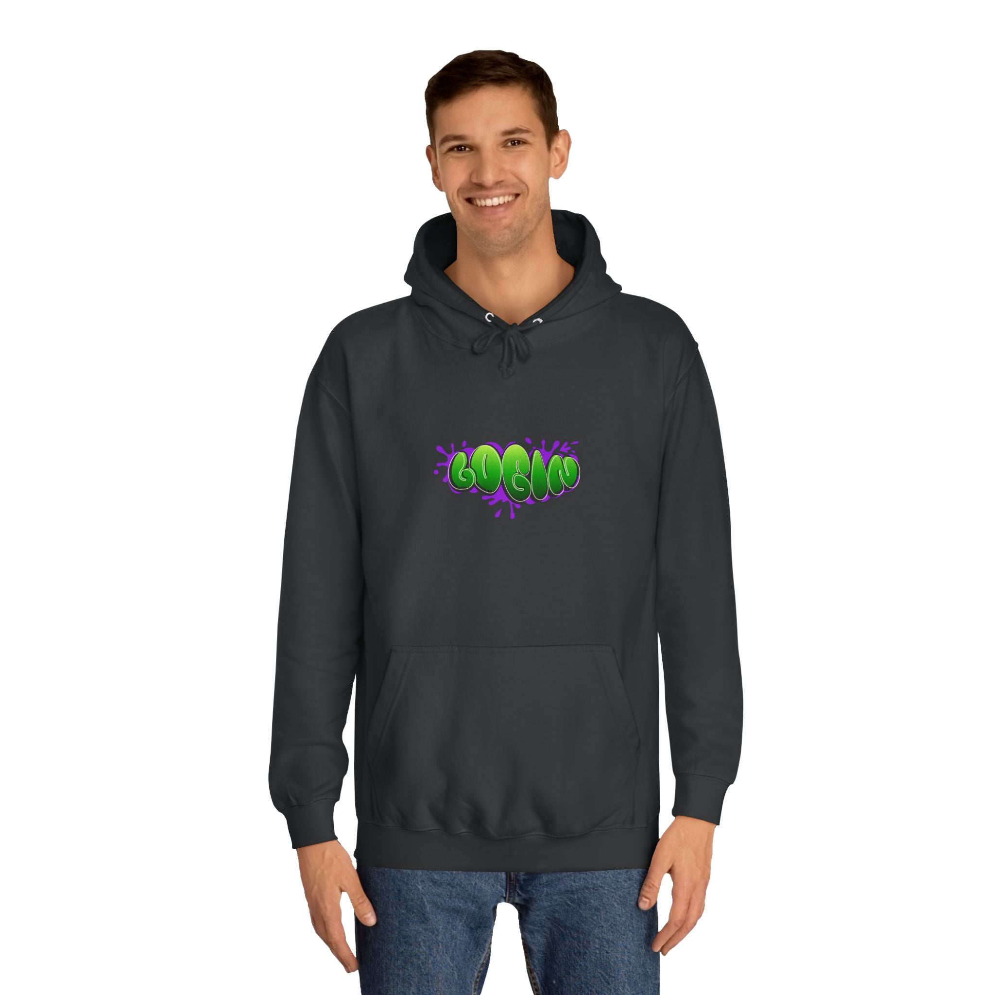 Hoodie with Green Graffiti "Login" Design - Streetwear Pullover