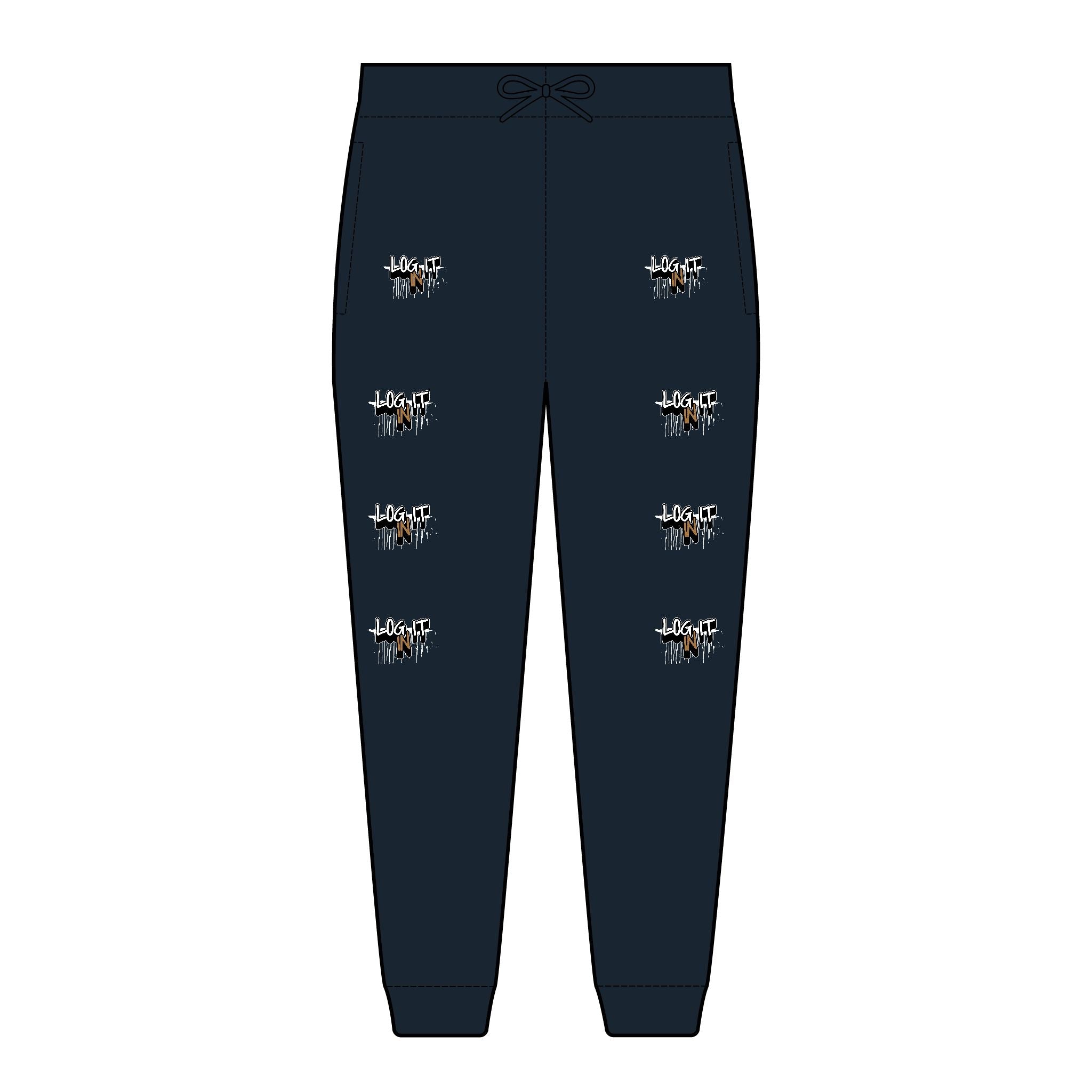 Embroidered Log it in Joggers – Casual Fleece Sweatpants with Design