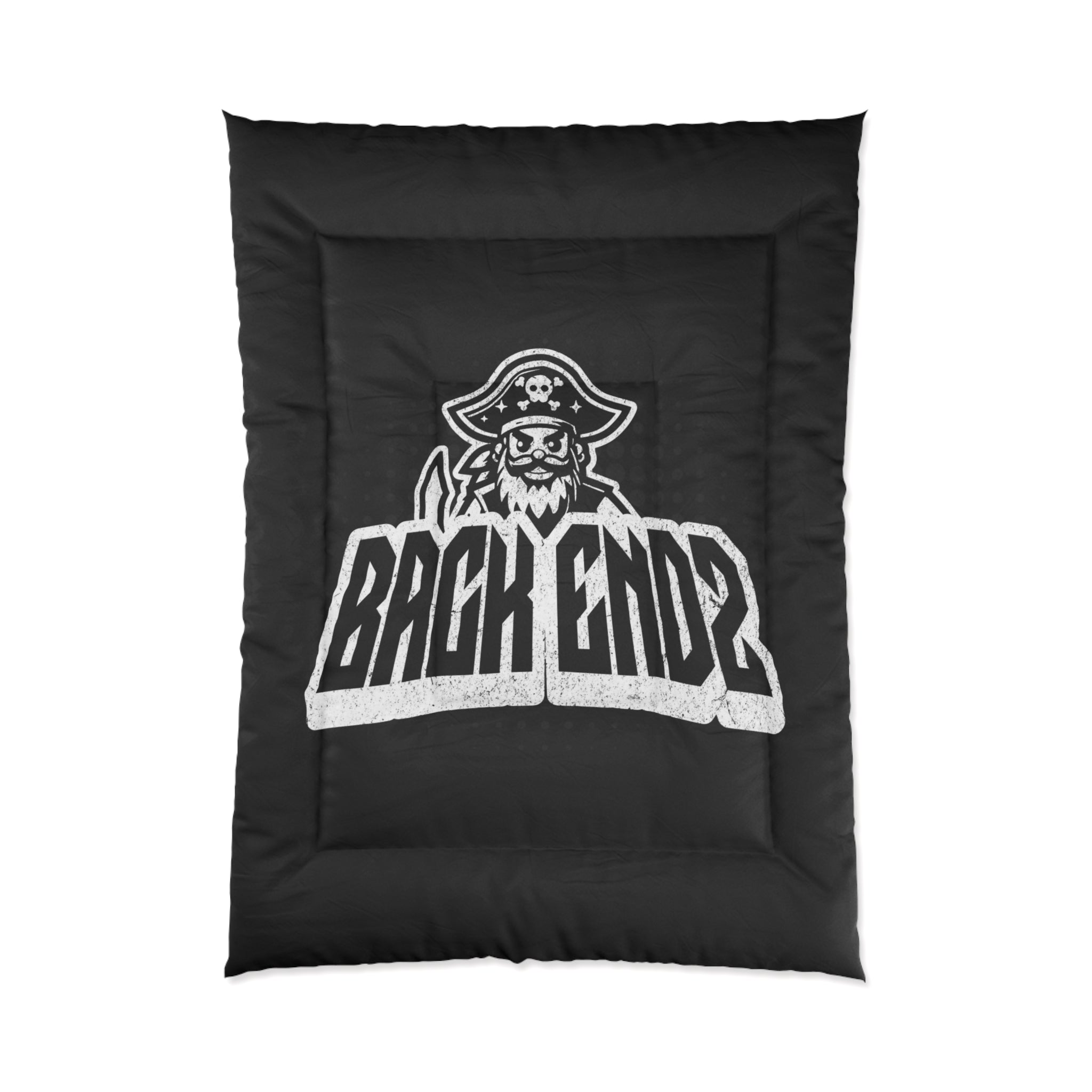 Pirate 'Back Ends' Comforter – Bold Black Graphic Bedding for Gamers & Crew