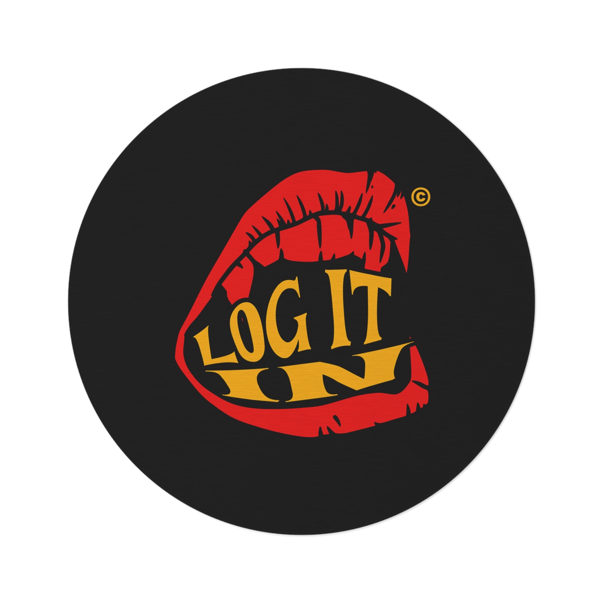 Round Rug — Bold 'Log It in' Graphic Accent Rug
