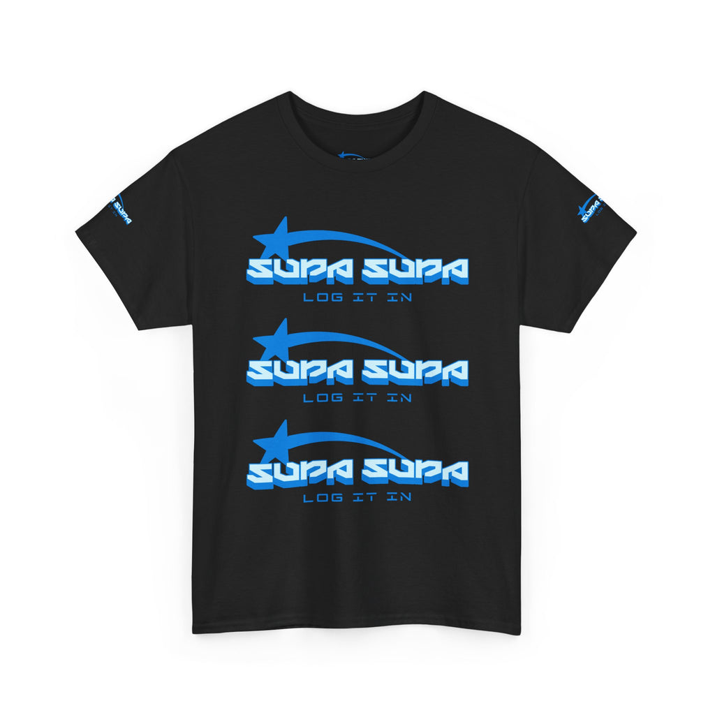Supa Supa Retro Logo Tee — Blue Graphic Cotton T-Shirt