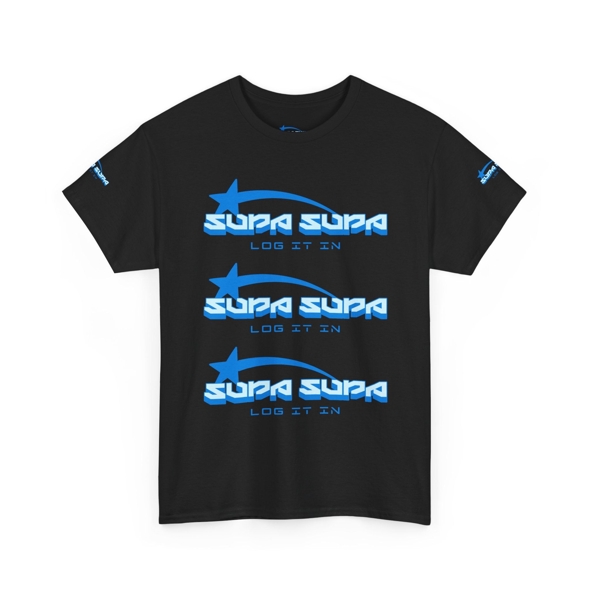 Supa Supa Retro Logo Tee — Blue Graphic Cotton T-Shirt