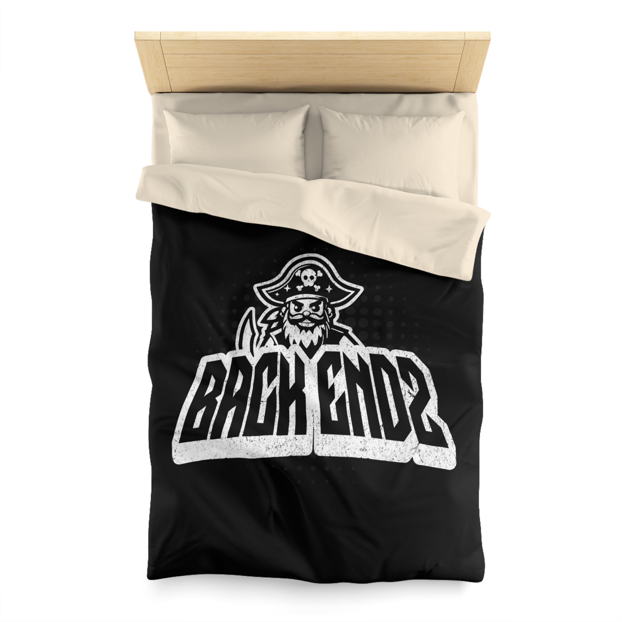 Pirate Skull 'Back Endz' Microfiber Duvet Cover — Bold Gamer / Tech Skull Bedding