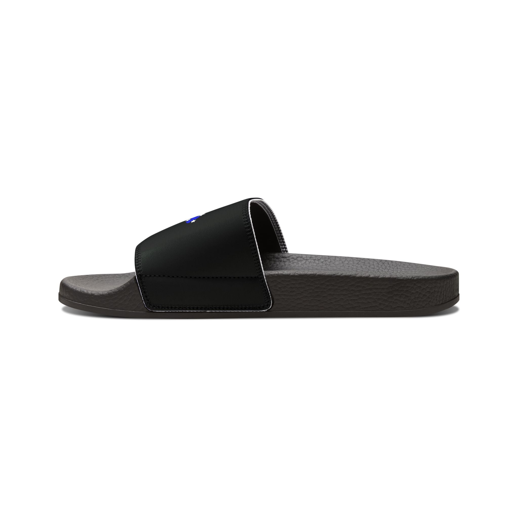 Women’s Black Strap Slides with 'Strategic' Graphic – Removable Strap Sandals