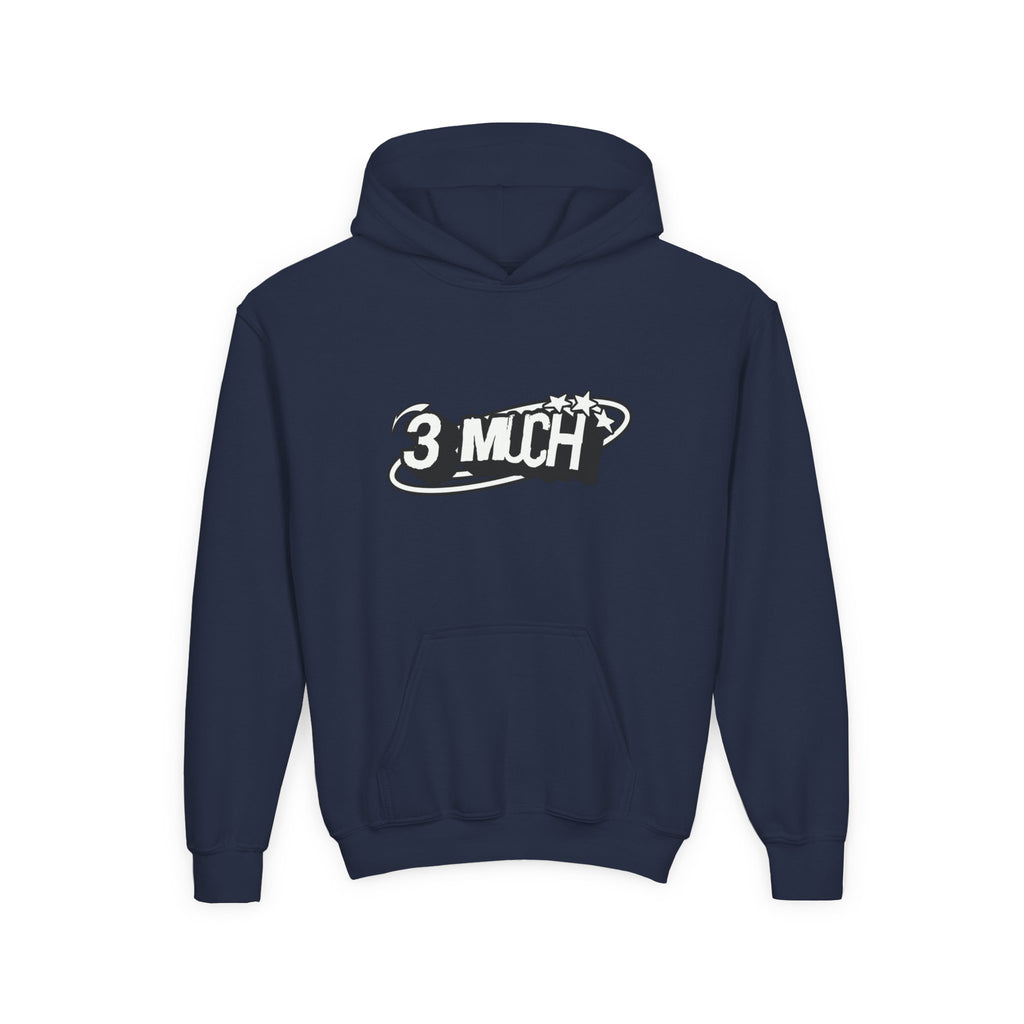 Youth Hoodie — Retro '3 MUCH'Style Graphic Pullover