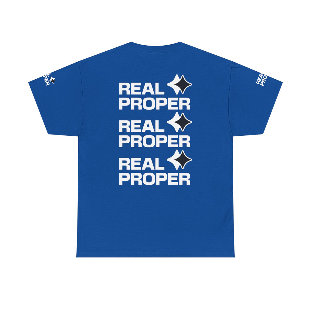 "Real Proper" Repeat Logo T‑Shirt