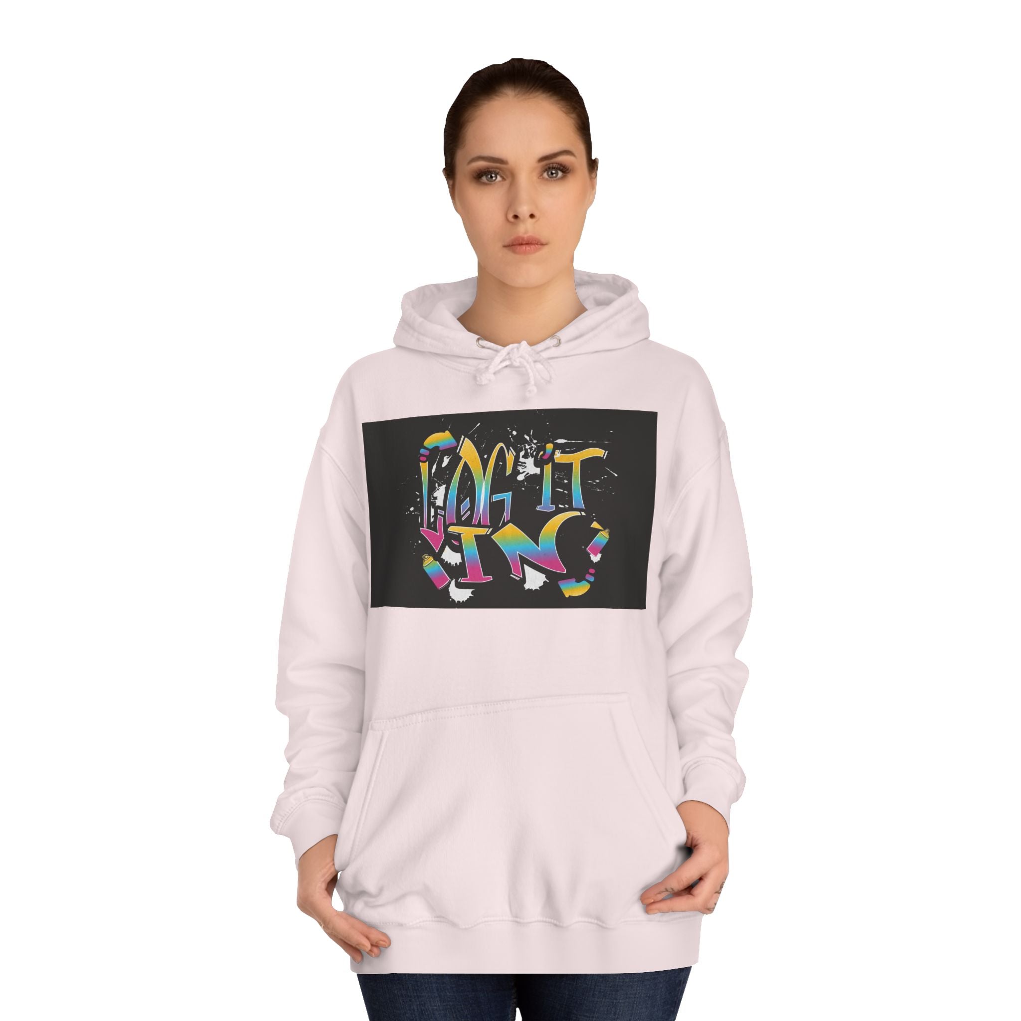 Colorful Unisex "log it in" Hoodie - Vibrant and Fun Sweatshirt for Anybody, Gift for Graduation, CozyWear, Artsy Hoodie
