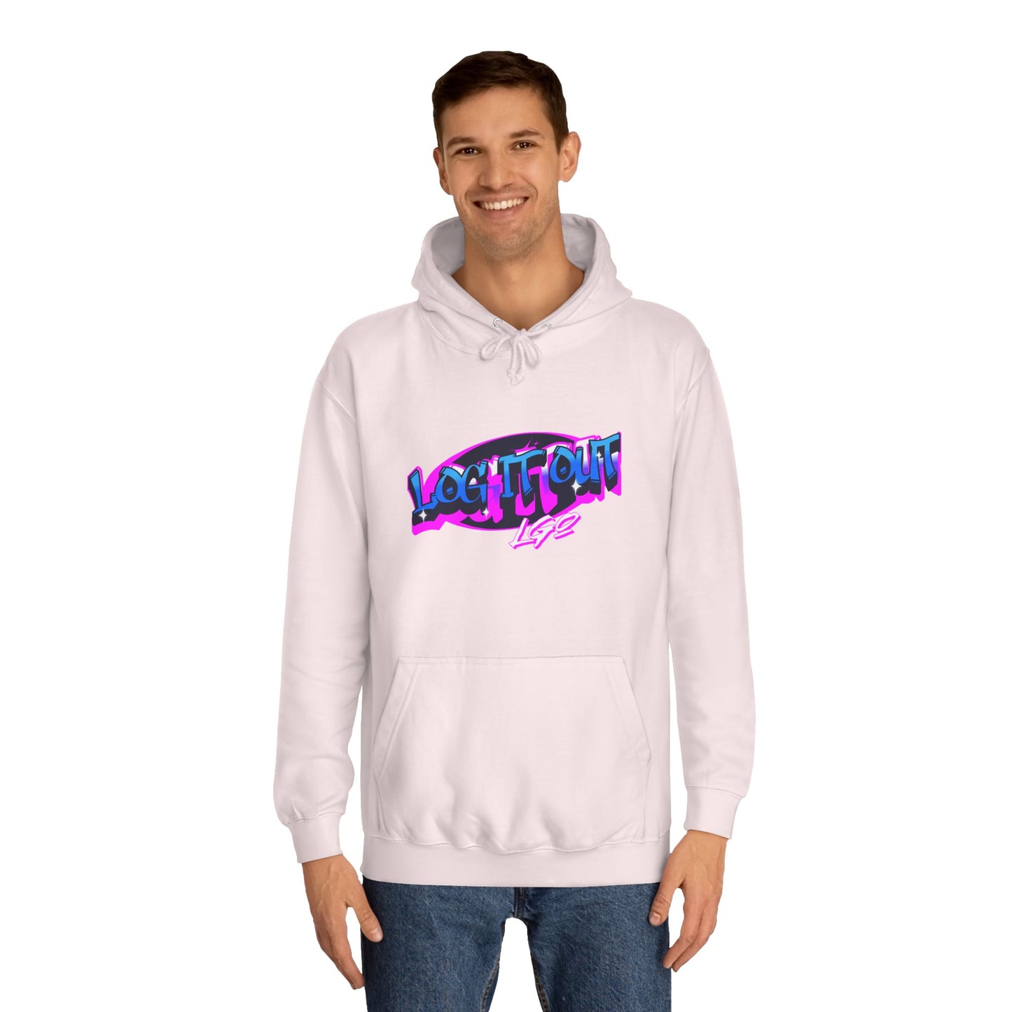 Vibrant Graffiti"Log it out"Hoodie, Unisex Fashion, Casual Wear, Student Apparel, Street Style, Gift for Graduates