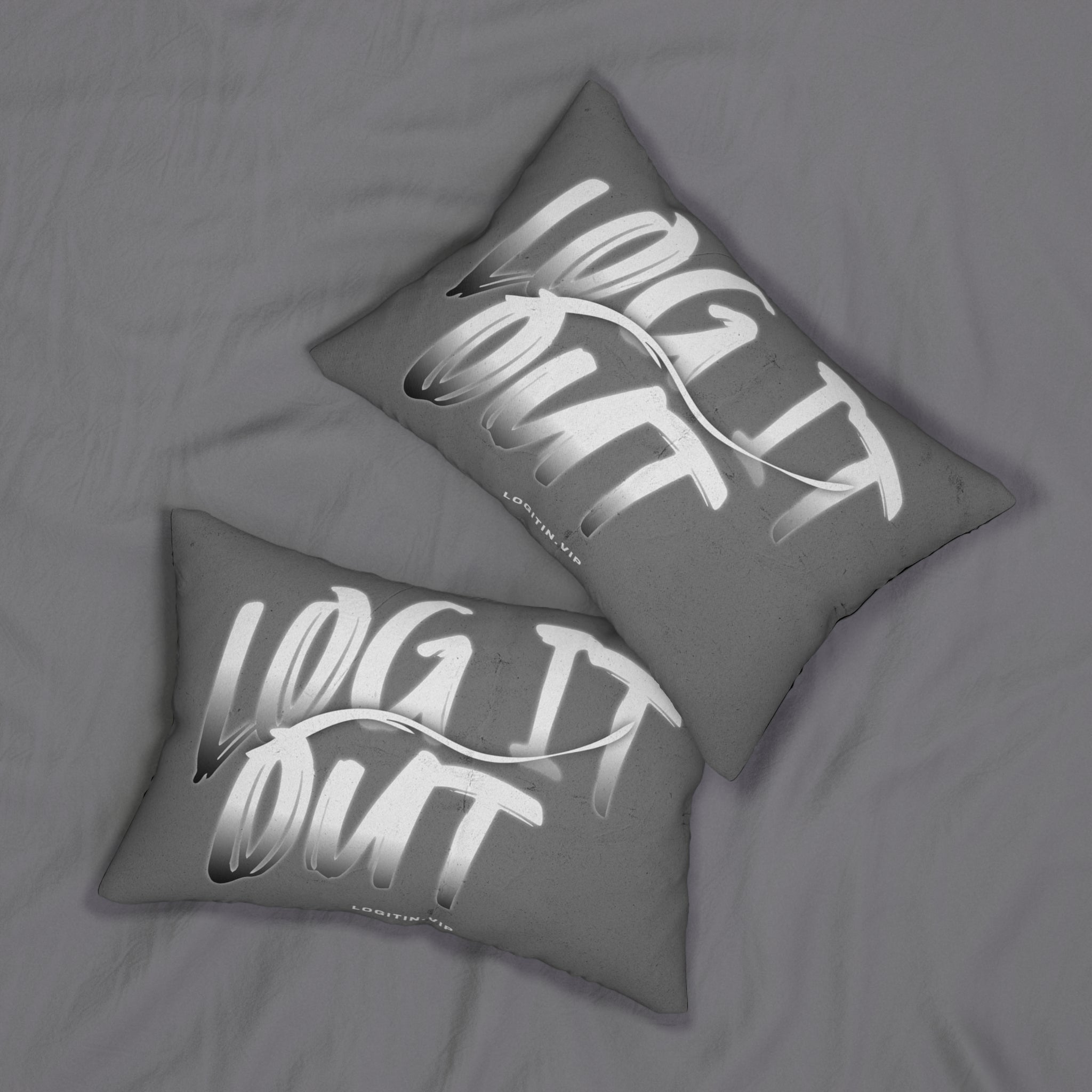 Lumbar Pillow — "Log It Out" Rustic Cabin Throw Pillow