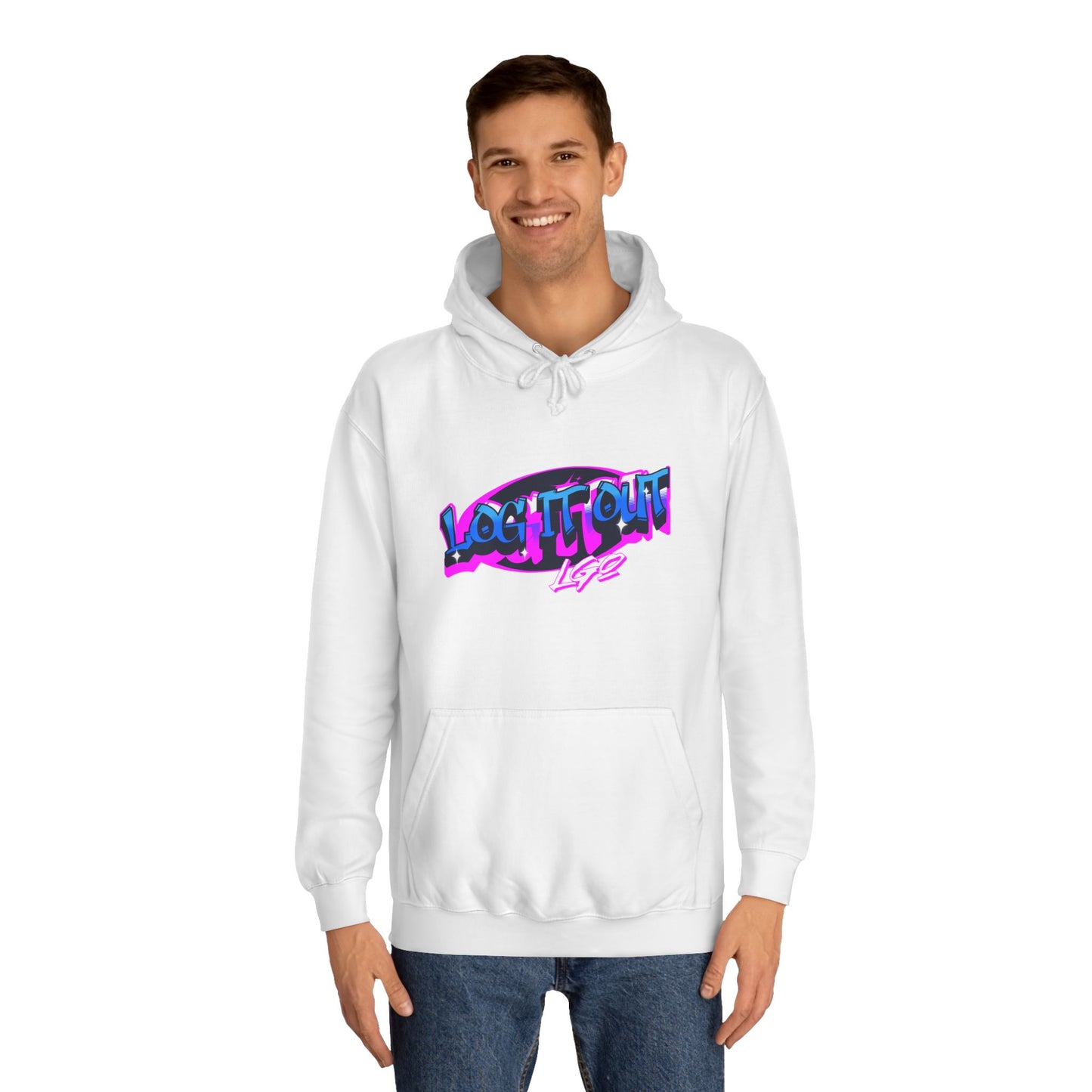 Vibrant Graffiti"Log it out"Hoodie, Unisex Fashion, Casual Wear, Student Apparel, Street Style, Gift for Graduates