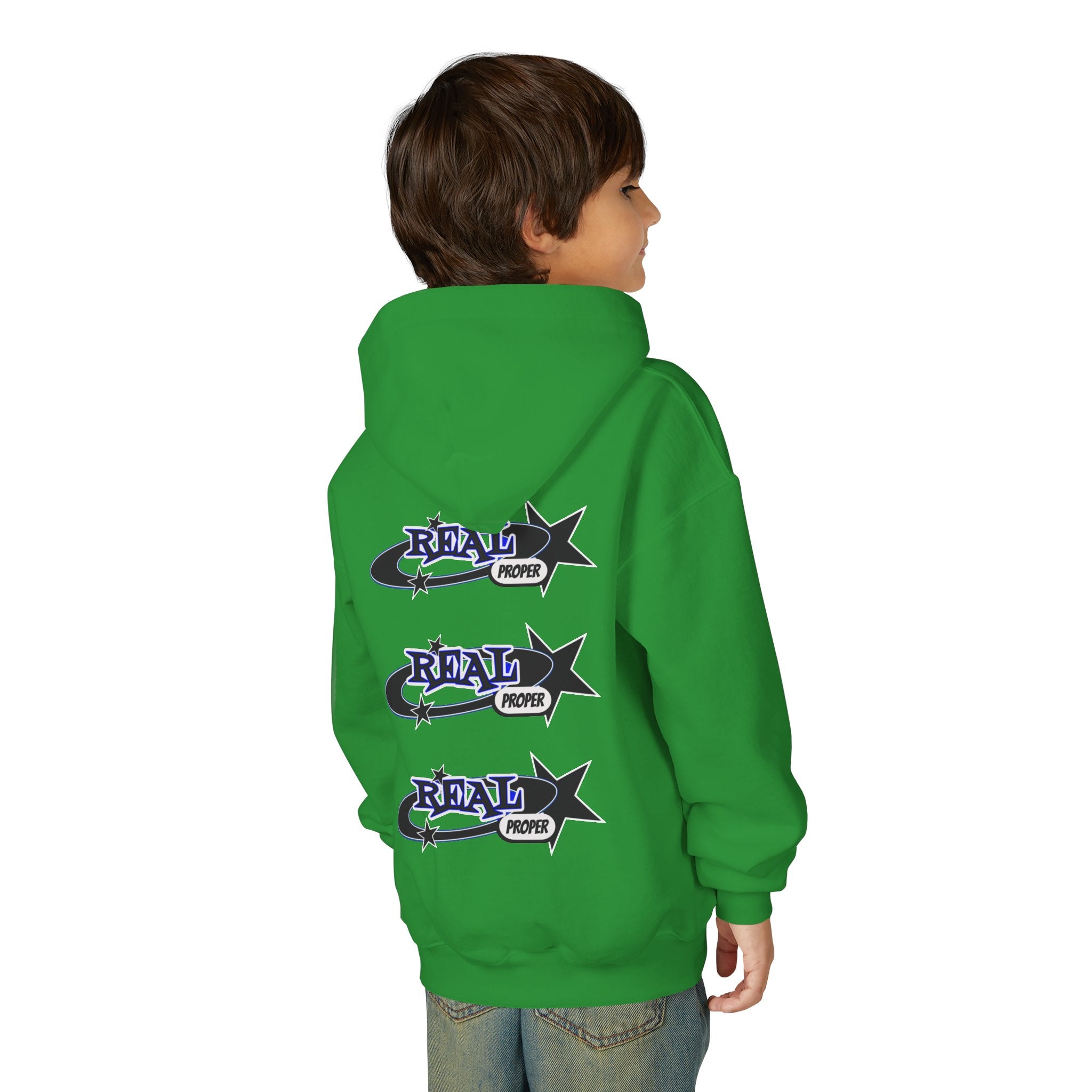 Youth Hoodie – "Real Proper" Star Graphic Pullover
