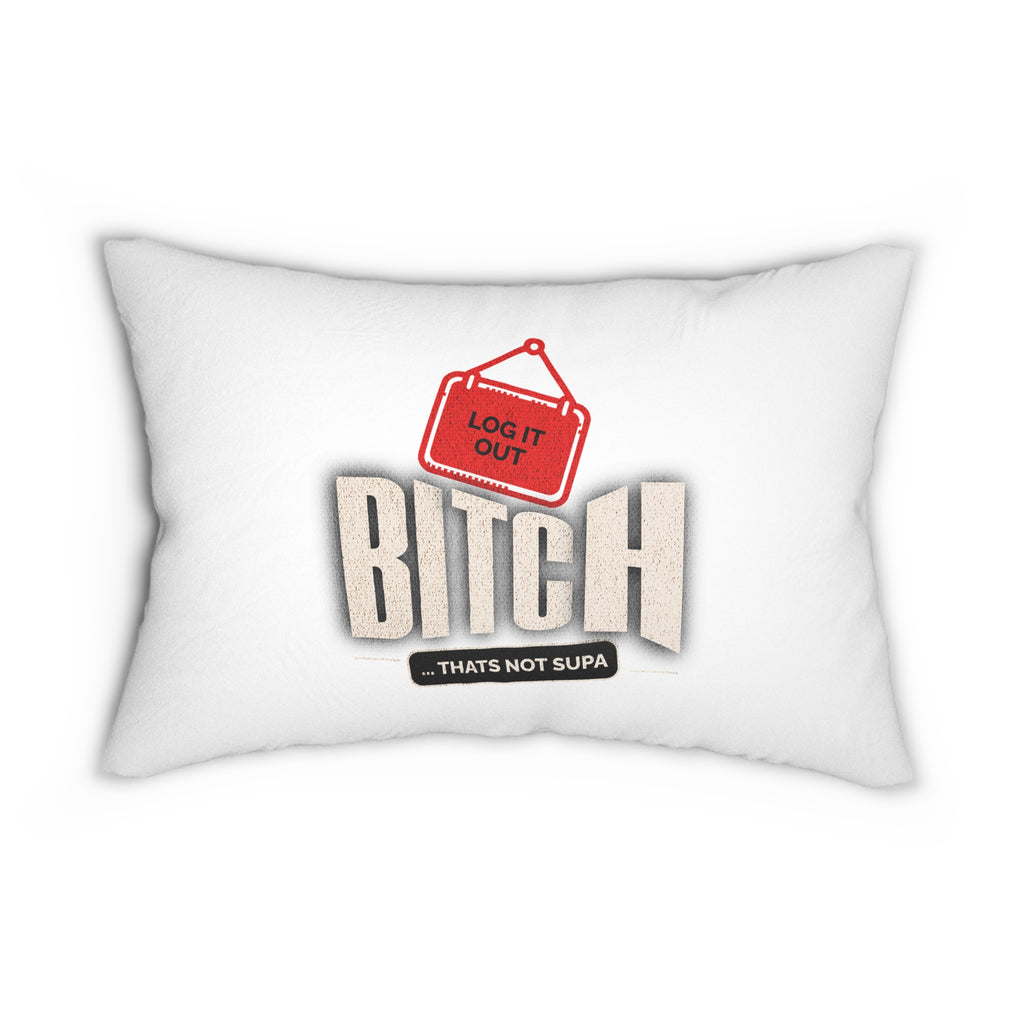 Lumbar Pillow — 'Log It Out' Funny Retro Accent Pillow