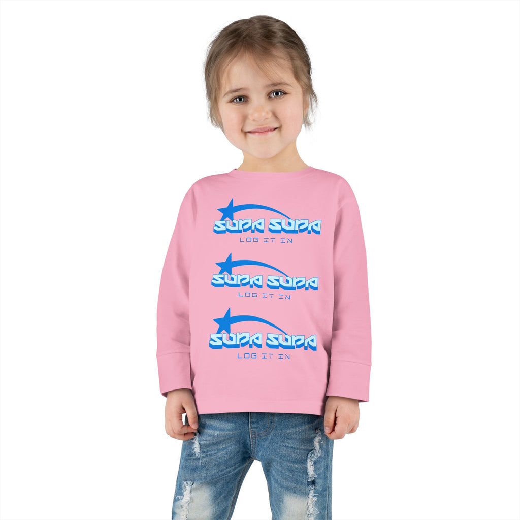 Toddler Long Sleeve Tee — Blue Shooting Star "Super Star" Graphic