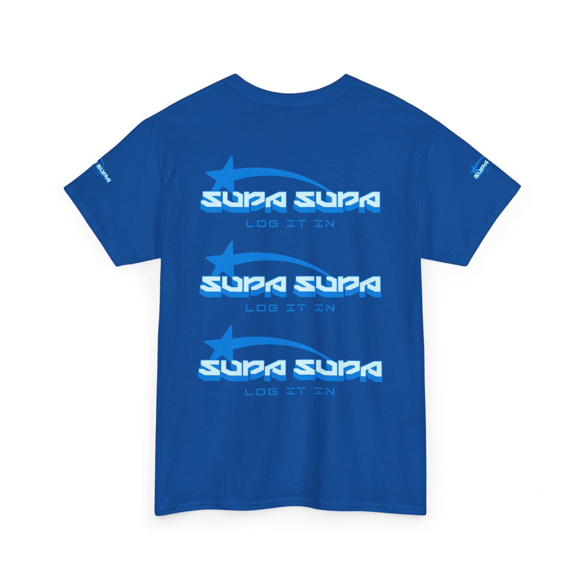 Supa Supa Retro Logo Tee — Blue Graphic Cotton T-Shirt