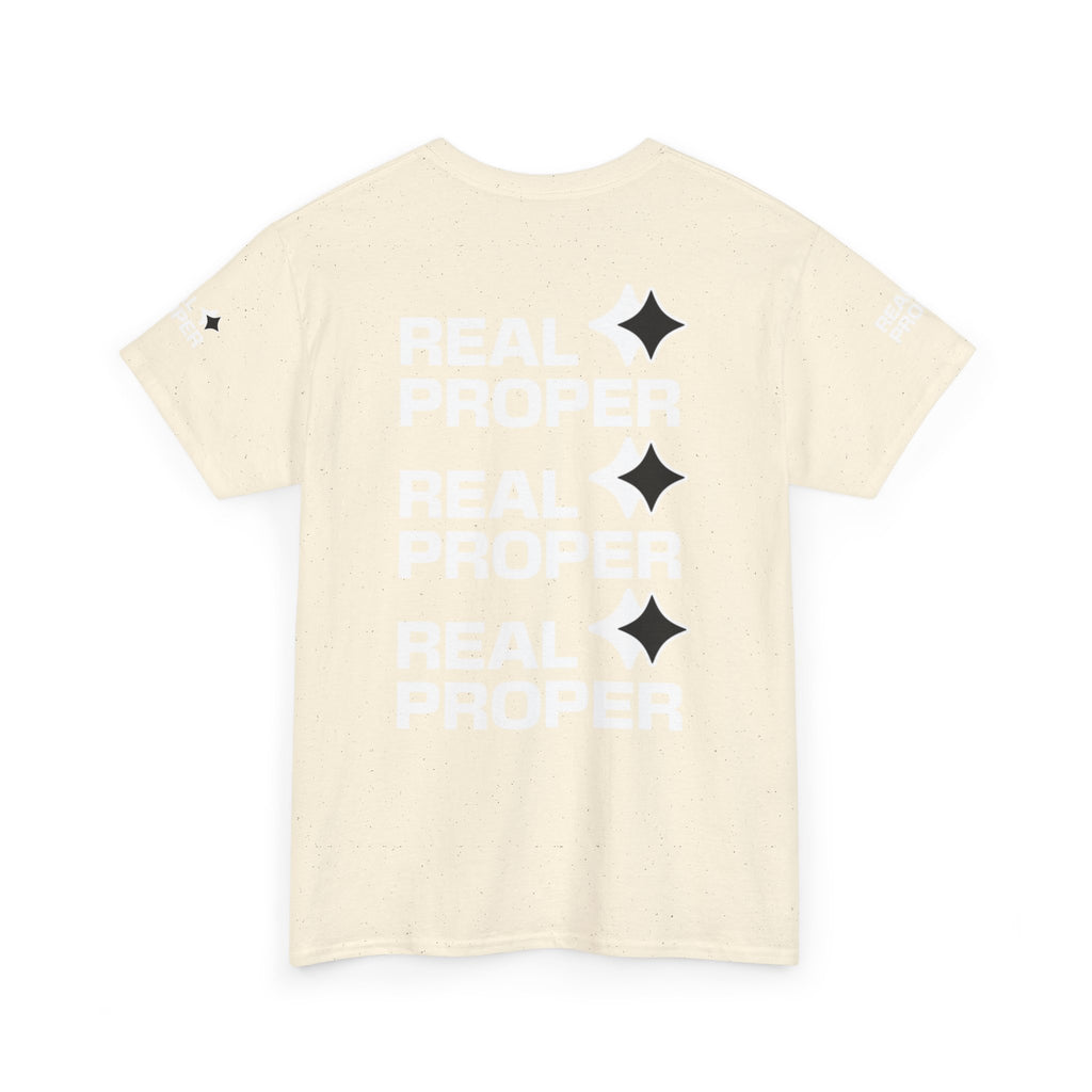 "Real Proper" Repeat Logo T‑Shirt