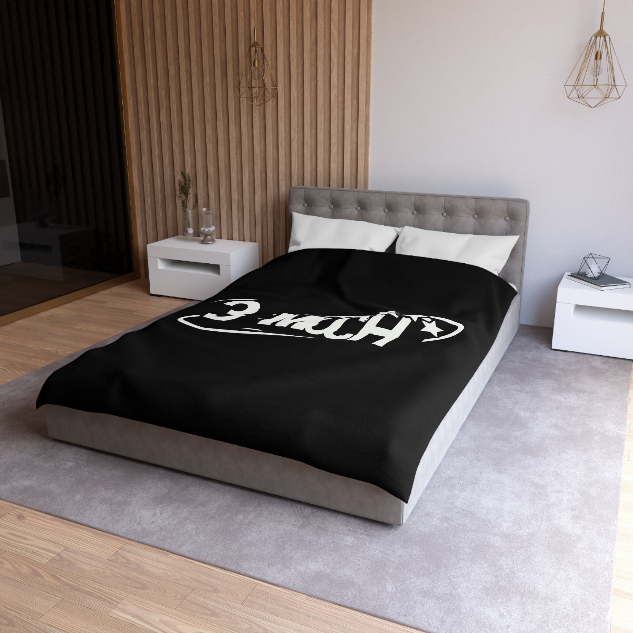 Duvet Cover — '3 Much' Bold Graphic Black Microfiber Duvet