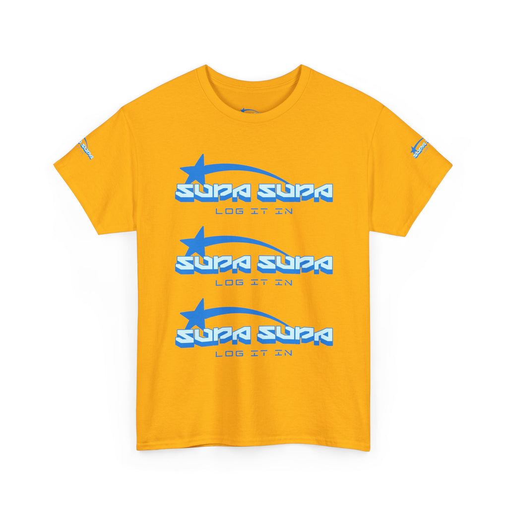Supa Supa Retro Logo Tee — Blue Graphic Cotton T-Shirt