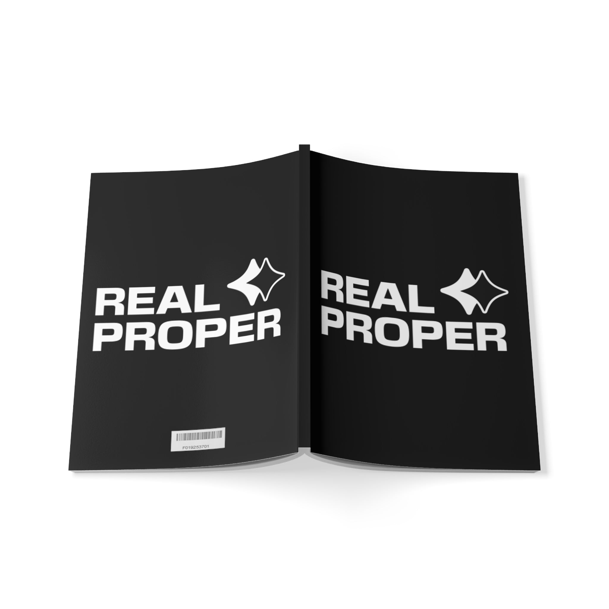 Real Proper A5 Softcover Notebook — Black Logo Journal for Notes & Planning