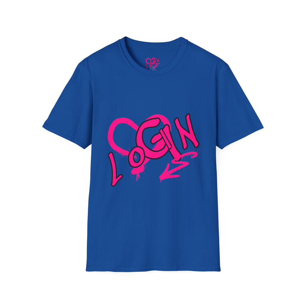 T-Shirt — Pink Graffiti 'Login' Streetwear Tee