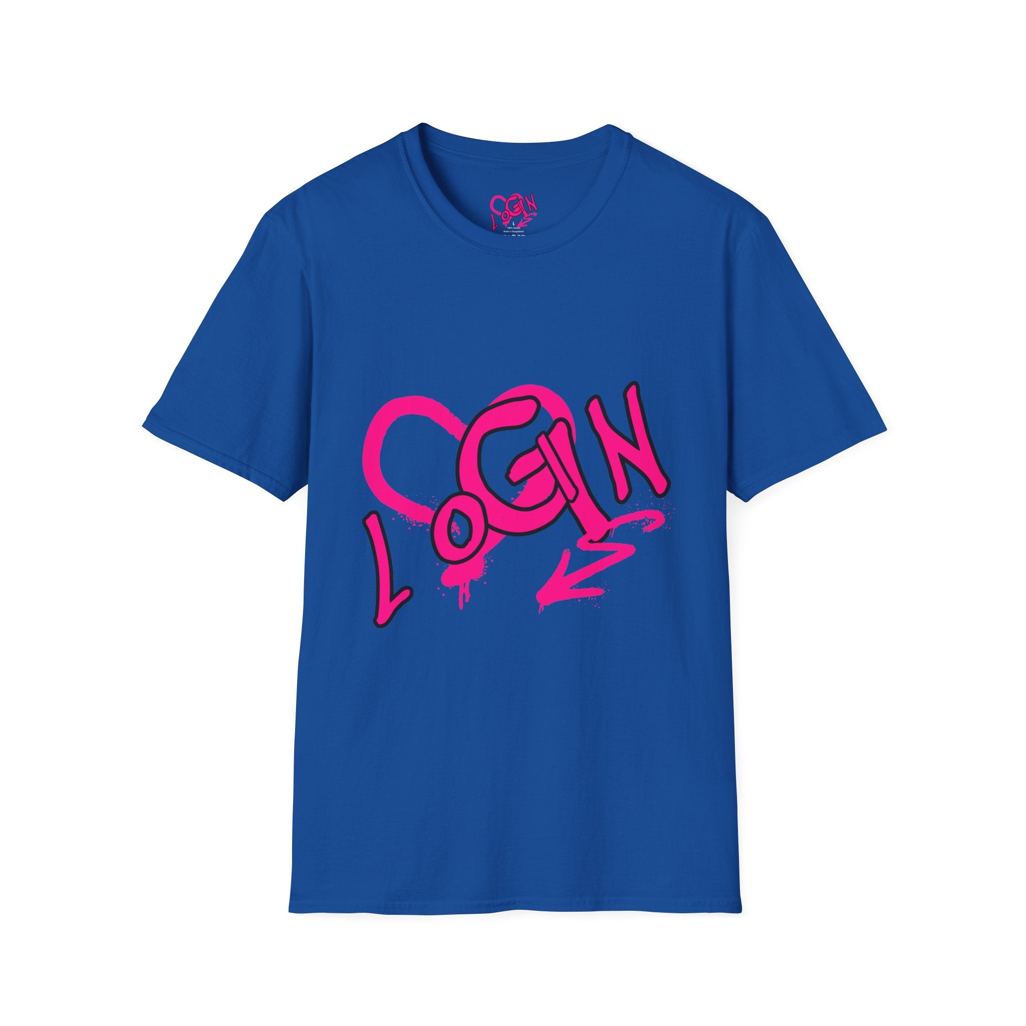 T-Shirt — Pink Graffiti 'Login' Streetwear Tee