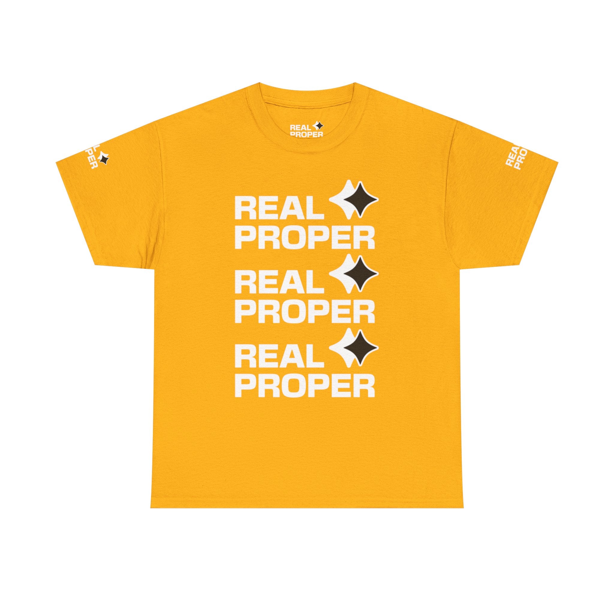 "Real Proper" Repeat Logo T‑Shirt