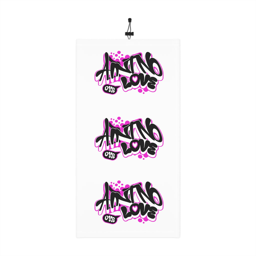 Graffiti No Love Winter Neck Gaiter — Pink Street Art Face Mask with Drawstring