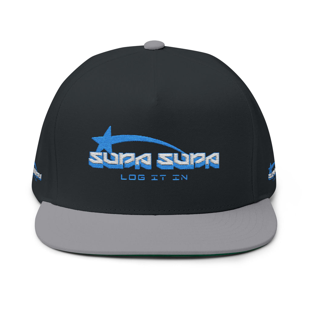 Flat Bill Cap — Embroidered 'Log It On' Retro Logo Snapback